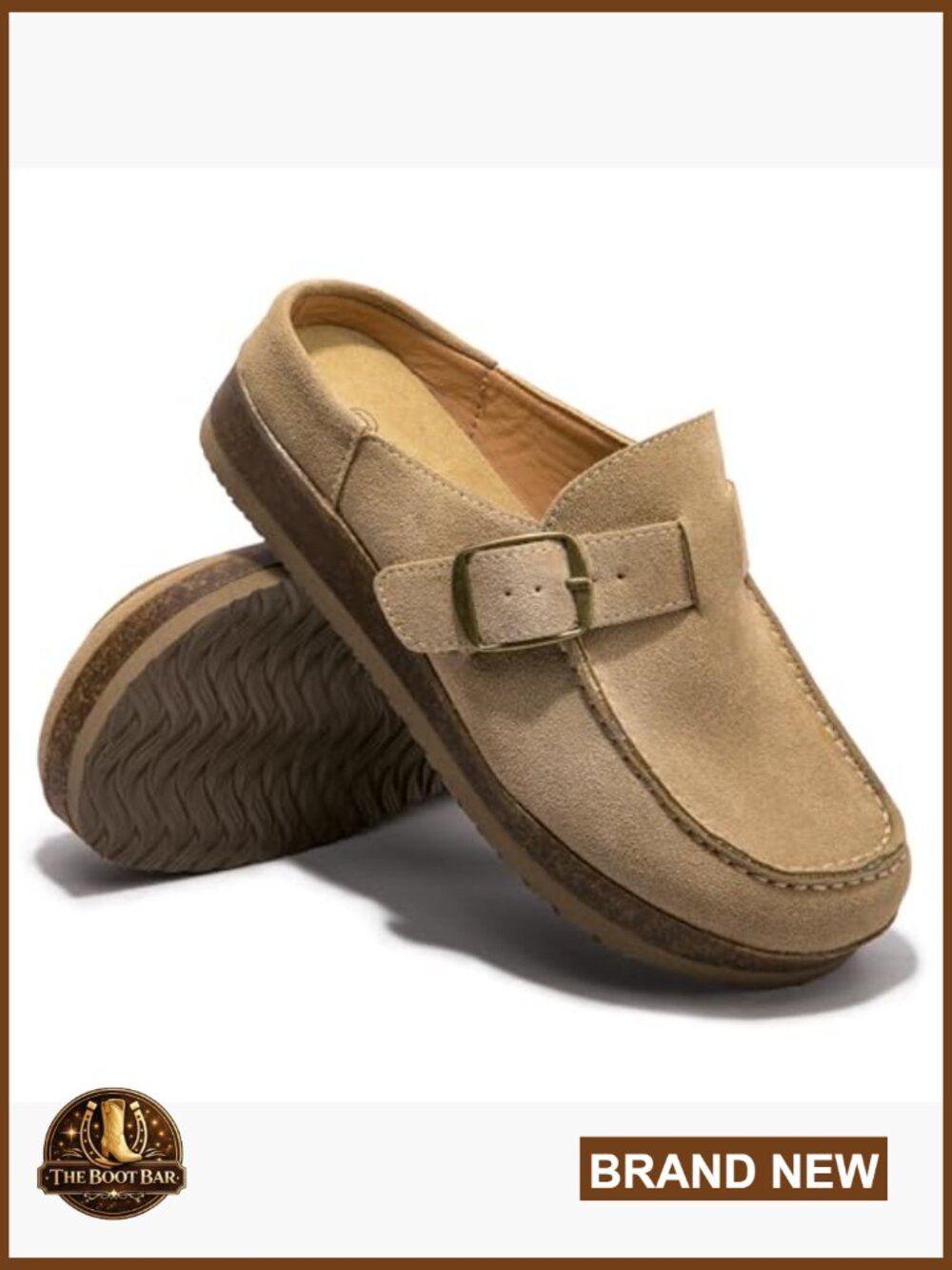 Eco Leather Buckle Clogs Non Slip Platform Mules Slip-On Slides - Picture 4 of 5